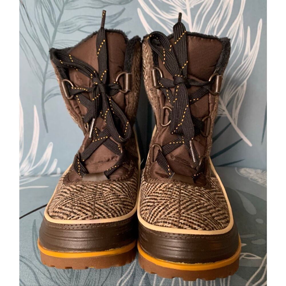 Sorel Brown Tweed and Dark Brown Winter Rain Boots - Picture 4 of 9